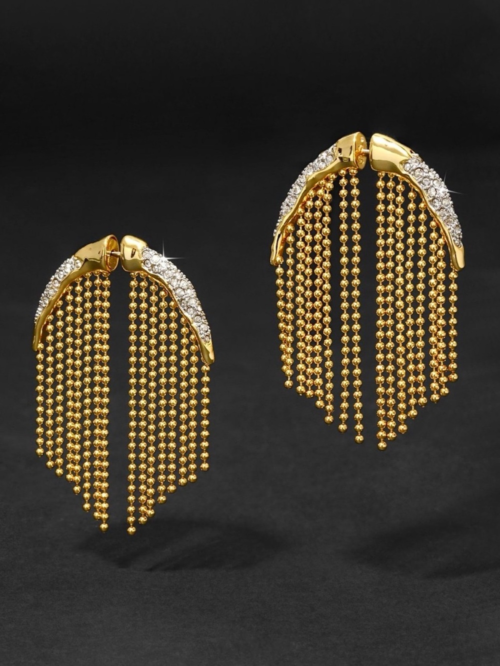 Alexis Bittar Solanales Crystal Fringe Front Back Earrings